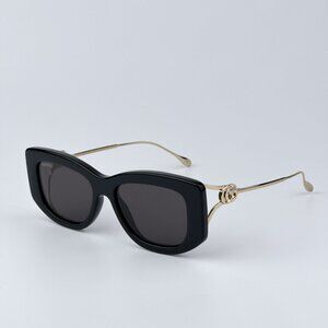 Gucci Women BRAND NEW Sunglasses Black Gold Grey Butterfly GG1566S 001